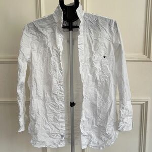 Frank & Eileen Joedy Signature Crinkle Button Up Shirt Cotton White Size XS